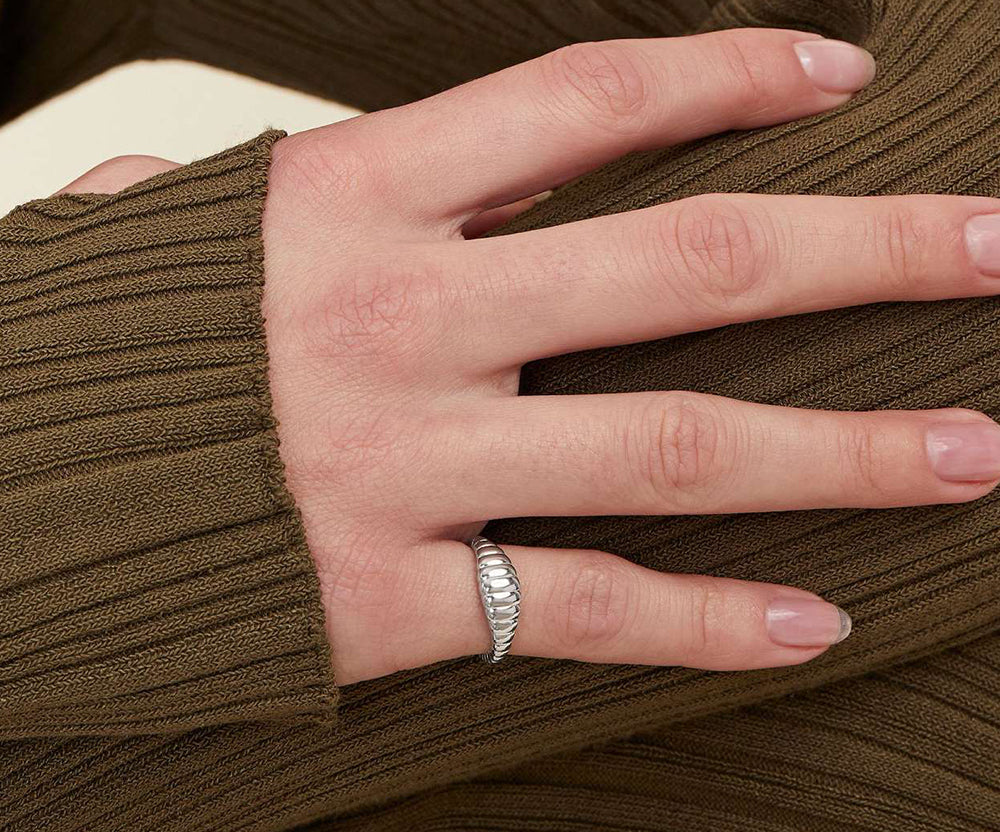 Silver Textured Ring Set – Stainless Steel Stackable Jewelry