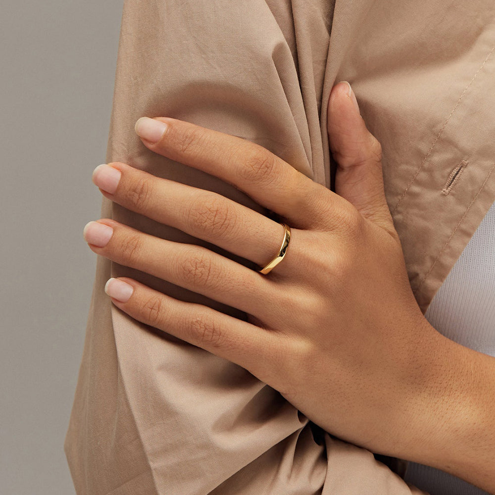 Gold Minimalist Band Ring – Classic Waterproof Stainless Steel