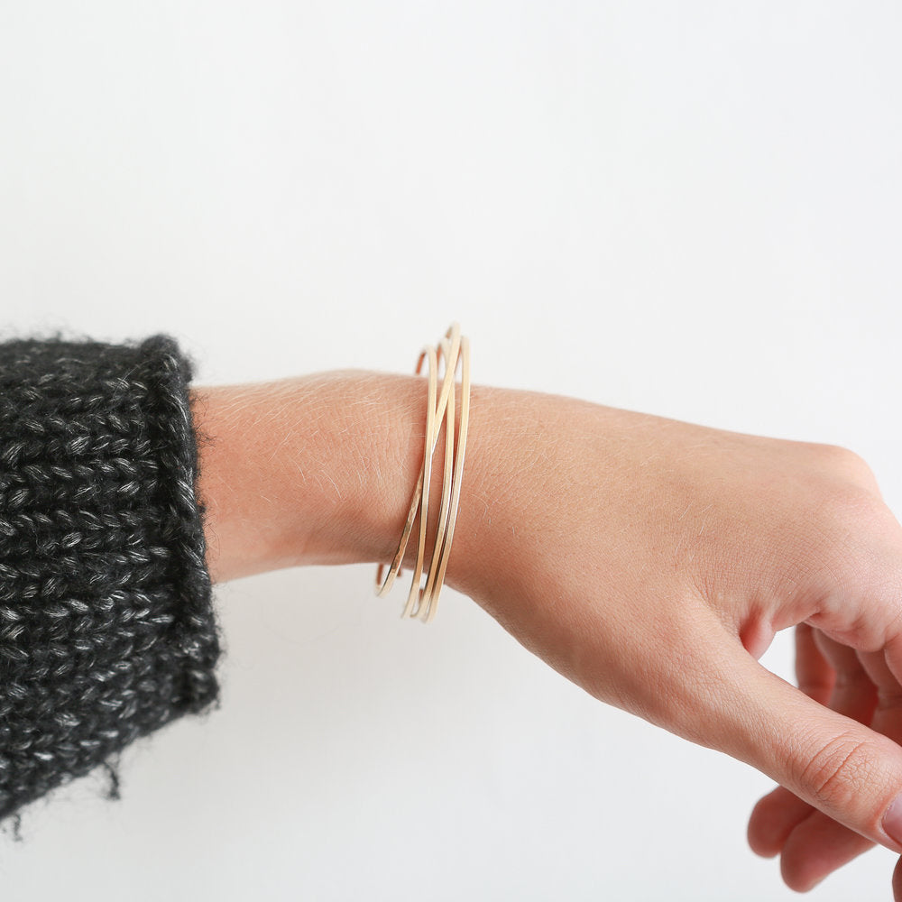 Gold Knot Bangle Bracelet – Minimalist Waterproof Jewelry