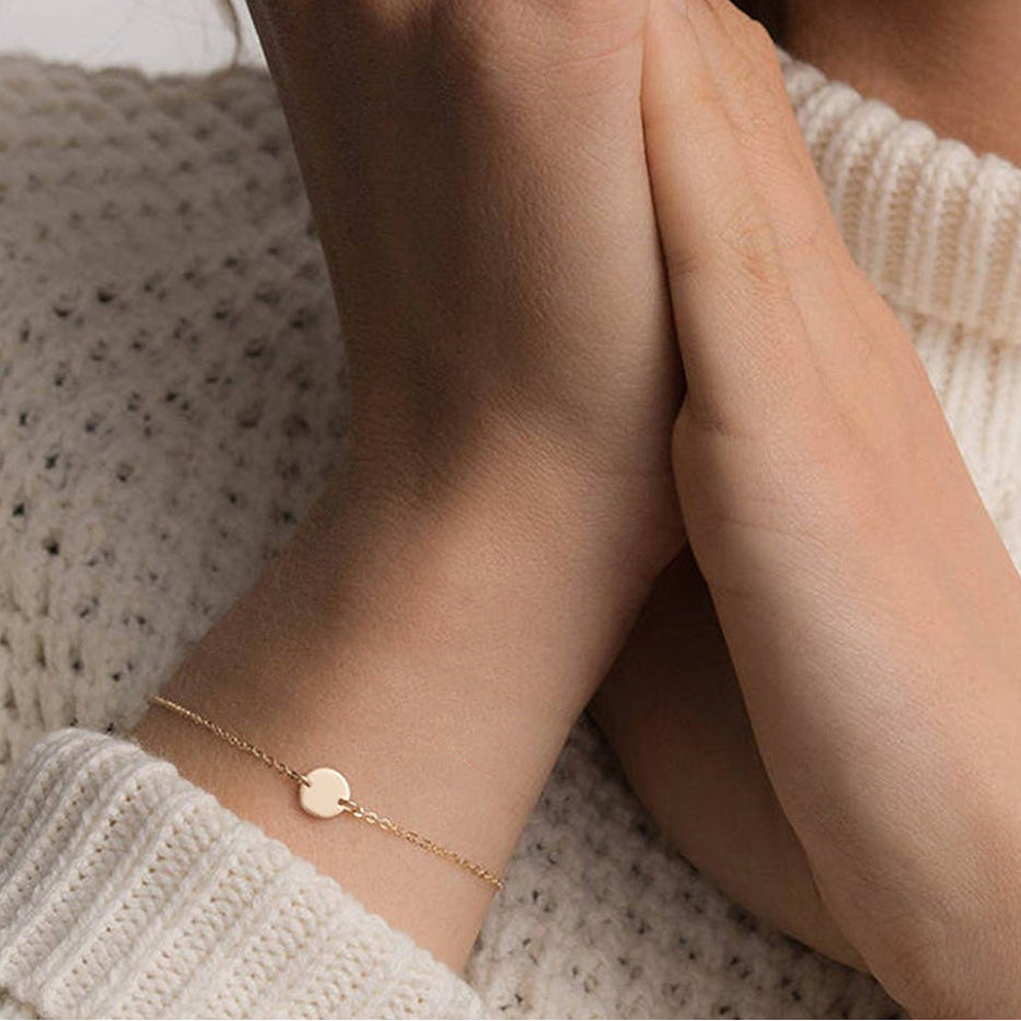 Gold Disc Charm Bracelet – Stainless Steel Waterproof Jewelry