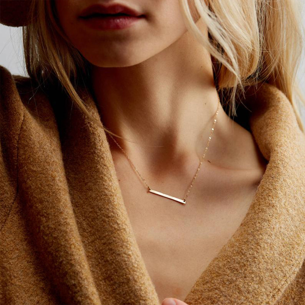 Gold Stainless Steel Bar Necklace – Waterproof & Hypoallergenic
