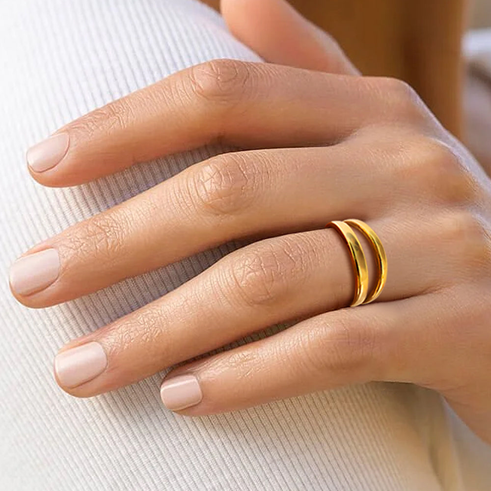 Gold Bold Wrap Ring – Stainless Steel Statement Jewelry