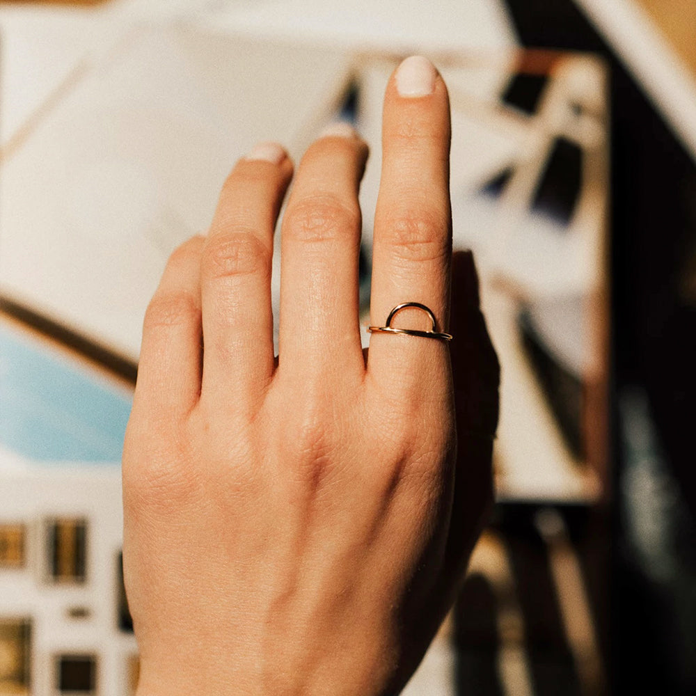 Gold Arc Ring – Stainless Steel Minimalist Jewelry