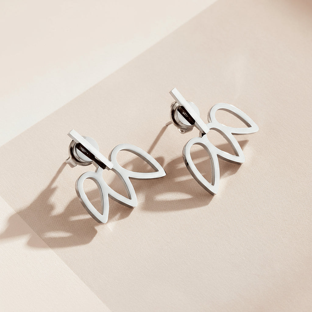 Silver Geometric Stud Earrings – Stainless Steel Minimalist Jewelry