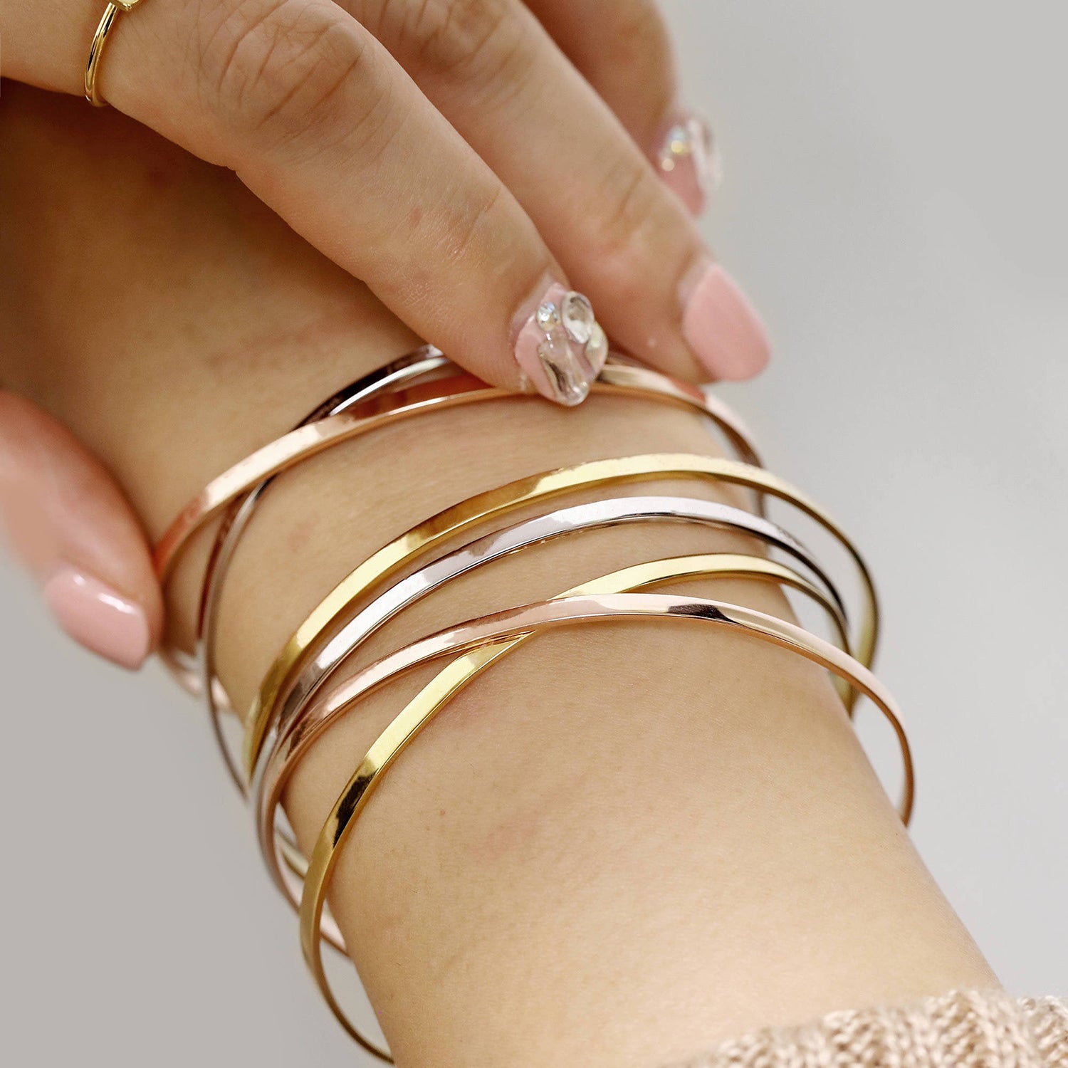 Minimalist Gold & Silver Bangle Set – Stainless Steel