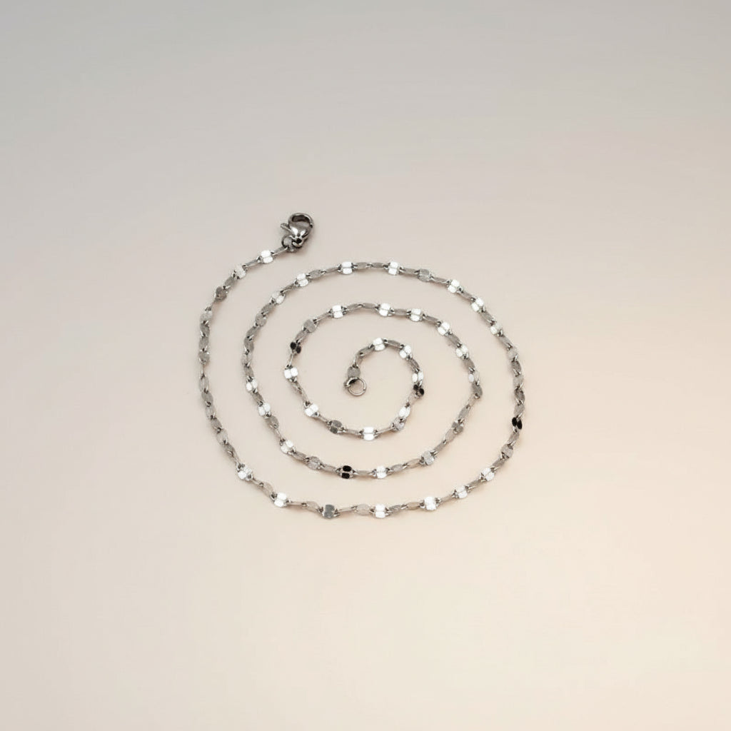 Double Layer Beaded Necklace – Stainless Steel Silver