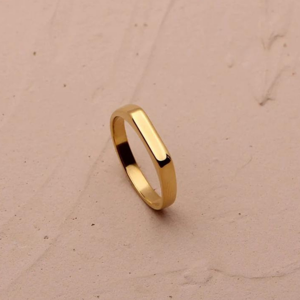 Gold Minimalist Band Ring – Classic Waterproof Stainless Steel