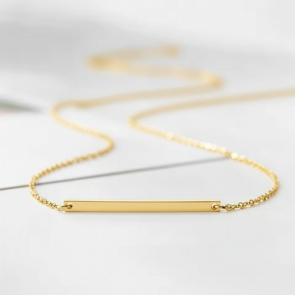 Gold Stainless Steel Bar Necklace – Waterproof & Hypoallergenic