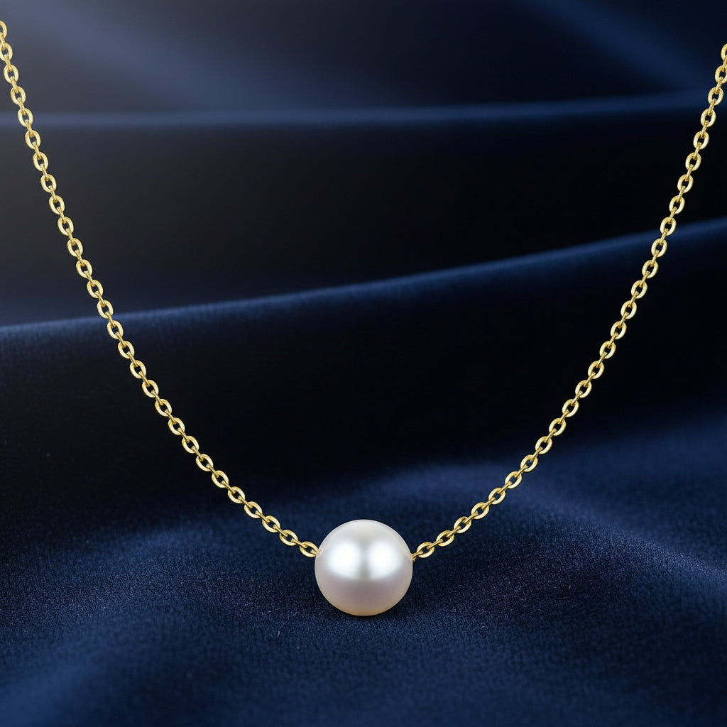 Gold Stainless Steel Pearl Pendant Necklace – Minimalist Waterproof Jewelry