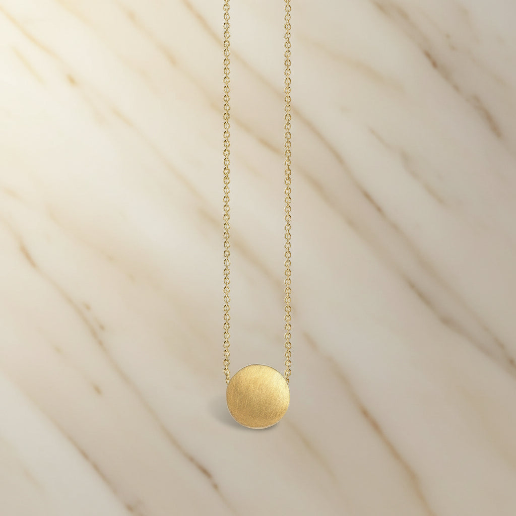 Gold Stainless Steel Disc Pendant Necklace – Minimalist Everyday Jewelry