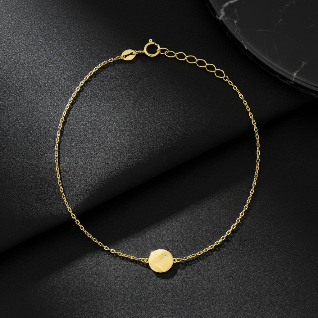 Gold Disc Charm Bracelet – Stainless Steel Waterproof Jewelry